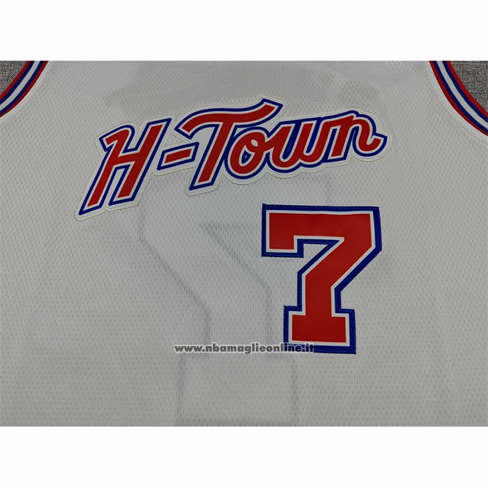 Maglia Houston Rockets Cam Whitmore No 7 Citta 2025-26 Bianco